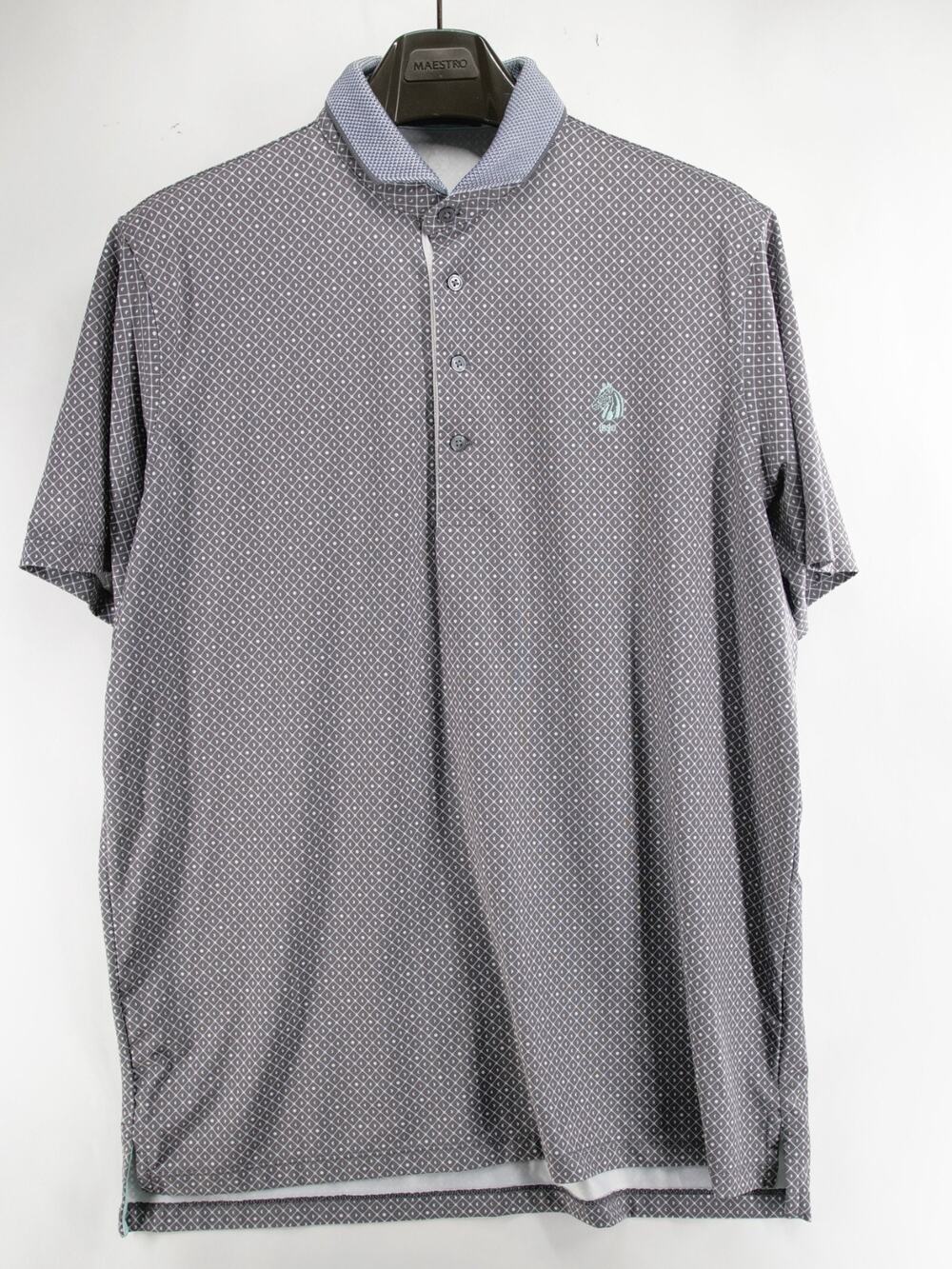 Greyson Men L Grey Geometric Performance Polo Philadelphia Country Club Golf